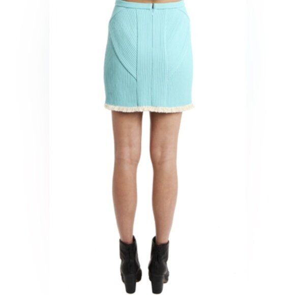 NWT PHILLIP LIM trapunto sky blue ribbed high waisted corded frill mini skirt 2 - Picture 5 of 10